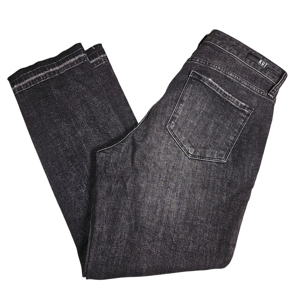 Black Kut from the Kloth, High Rise, Distressed Ankle Cropped Jeans Size 8